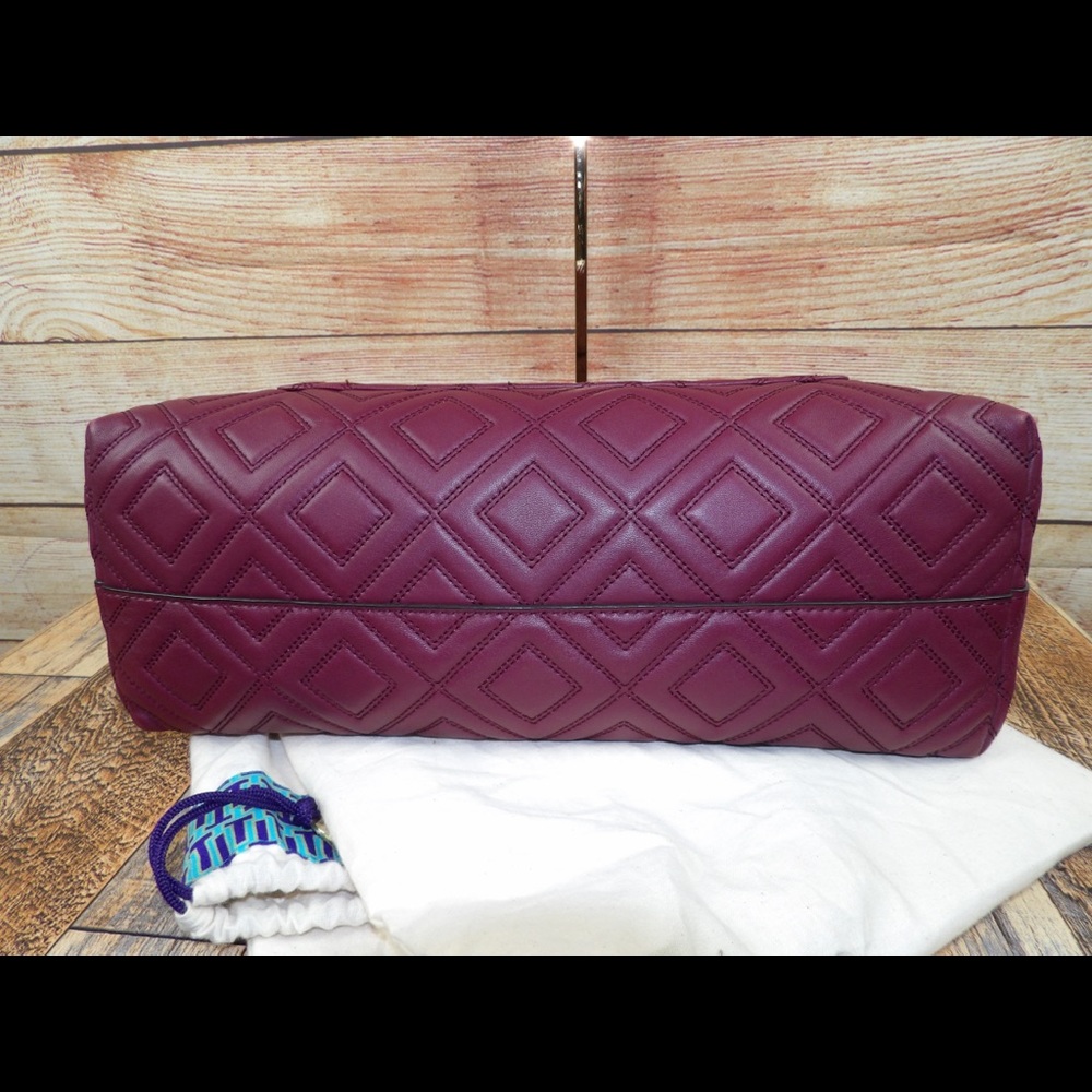 Tory Burch Triple Compartment Fleming Tote in Imperial Garnet Leather - Picture 7 of 7